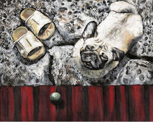 Image of Painting: Pug & Ball
